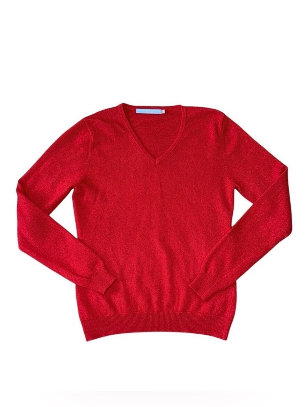 HOUSE OF CASHMERE 100% Cashmere Red V-Neck Sweater Lightweight Knit | Women's M